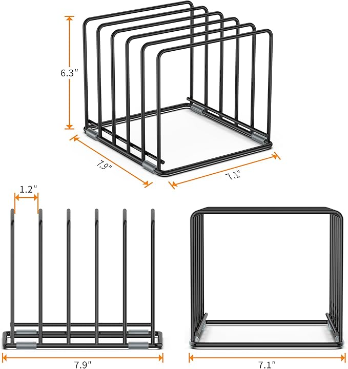 VAEKUCEAN Cutting Board Organizer, [2-Pack] Kitchen Cabinet Organizer, Divided Rack with 5 Slots for Baking Trays, Cutting Boards - Cookie sheet Organizer Inside Cabinet, Baking Sheets Holder (Large)