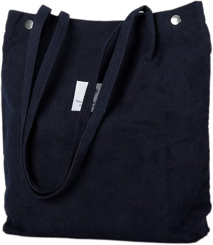 Corduroy Tote Bag Cute Tote Bags for Women Shoulder Bag with Inner Pocket for Work Beach Travel and Shopping Grocery