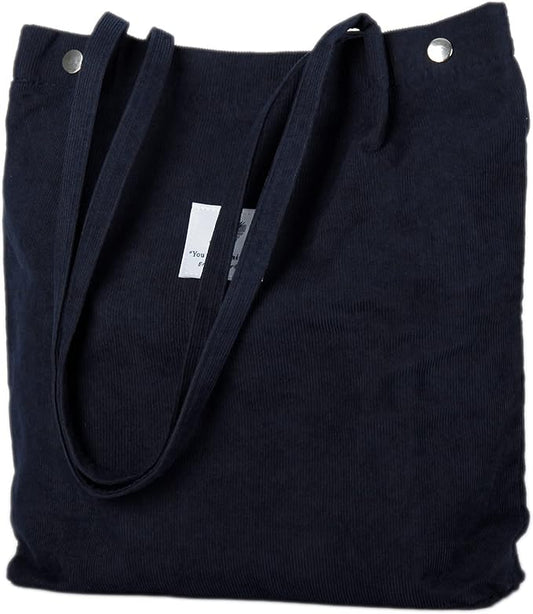 Corduroy Tote Bag Cute Tote Bags for Women Shoulder Bag with Inner Pocket for Work Beach Travel and Shopping Grocery