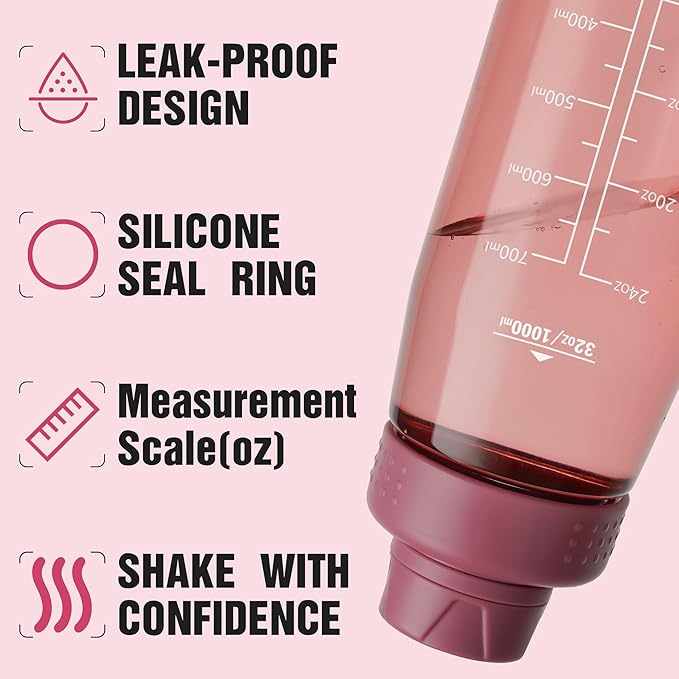 Water Bottle 32oz, clear water bottle with Spout Lid and Carry Handle, Reusable, Tritan, BPA Free, Hiking Water Bottle Suitable for Travel, Outdoors, Gym, Travel, Home, School (Red)