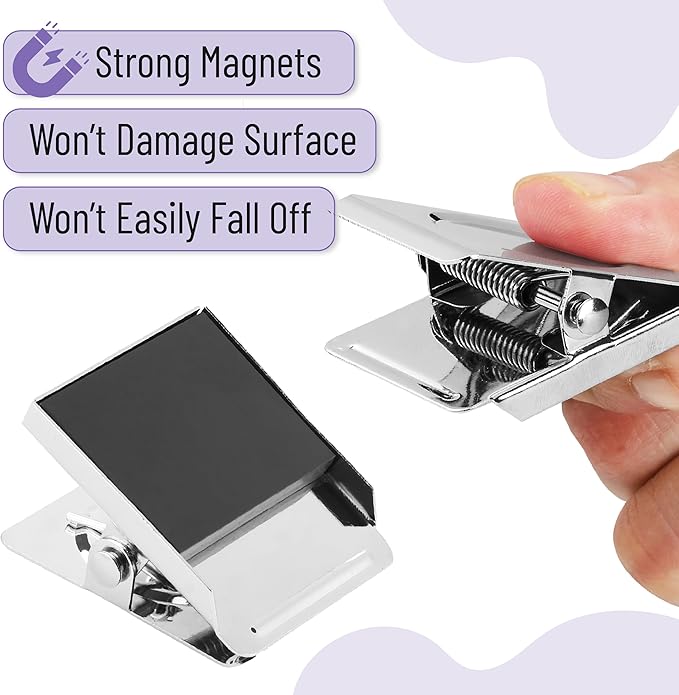 Mr. Pen- Magnetic Clips, 12 Pack, 1.5", Silver, Metal Magnetic Clips for Refrigerator