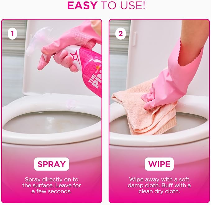 Stardrops - The Pink Stuff Miracle Bathroom Foam Cleaner, 30 fl oz – Now 20% More! Powerful Foaming Action for Showers, Sinks, Tubs & Tiles – Removes Soap Scum, Limescale & Grime with Ease (Pack of 2)