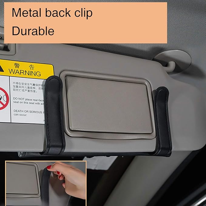 ChuLian Bling Bling Car Visor Tissue Holder Leather Crystals Paper Towel Cover Case & Glitter Sunglasses Clip for Women Black