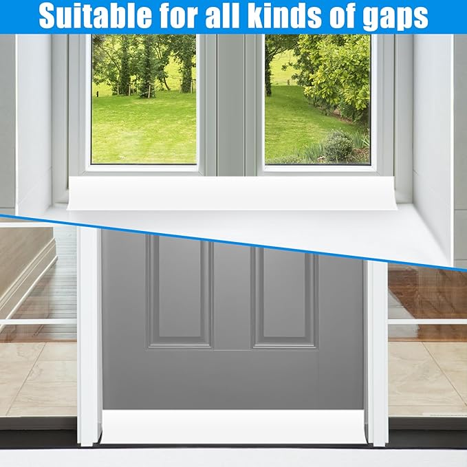 Draft Seal Tape for Doors and Windows 3 in x 40 Ft Silicone Weather Stripping Extra Thick 2mm Door Seal Strip with Strong Adhesive Draft Insulation Stopper Side Seal - White