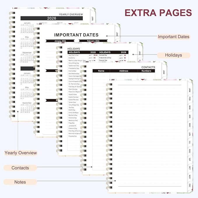 2026 Planner, Weekly and Monthly Calendar Academic Planner, Jan 2026 - Dec 2026, Planning Agenda Book for Desk Accessories and School Supplies - A5 (6.3'' x 8.5'')