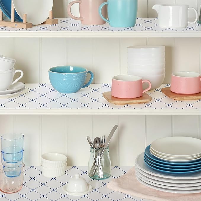 Drawer Shelf and Cabinet Liner, Thick Strong Grip,Shelf Liners Non-Adhesive Liners Protect Kitchen Cabinets and Cupboard, Bathroom Drawers,Under Sink Mat, 12" x10', Blue Stripe