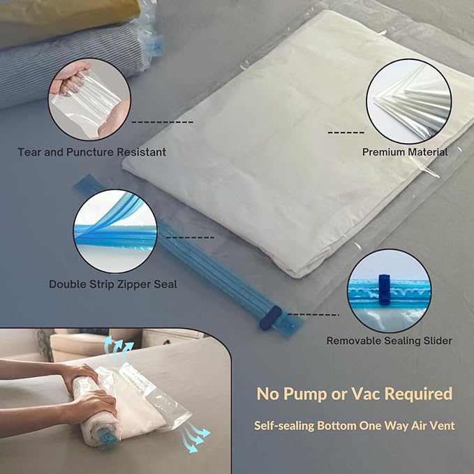 35 Pack Vacuum Storage Bags with Electric Pump, Compression Space Saver for Comforters, Bedding, Blanket Storage, Vacuum Seal Bags for Clothing, Luggage and Closet Organizer