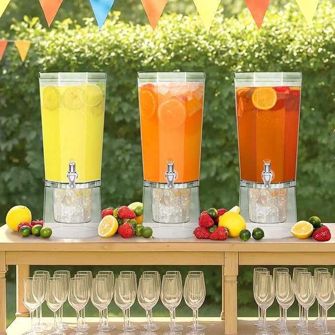 Lifewit 1 Gallon Drink Dispenser for Parties 4 Pcs, 4L Plastic Beverage Container with Stand for Juice/Tea/Soda & Lemonade, Clear Water Pitcher with Spigot for Mimosa Bar Hosting 39 x 16 cm/15x6"