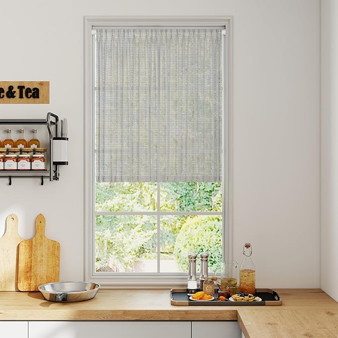 2PCS Small Tension Curtain Rod 16 to 28 Inch, White Short Curtain Rods No Drilling, Loaded Expandable Spring Curtain Rods for Kitchen, Closet, Cupboard, Door, Bookshelf