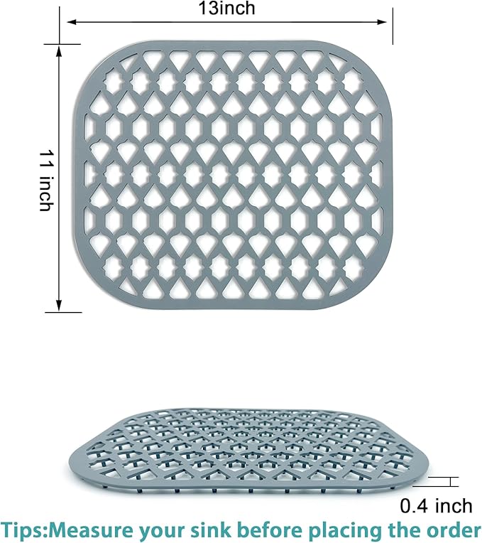 Sink Protectors for Kitchen Sink, Kitchen Sink Accessory - Silicone Mats Grid for Stainless Steel Strainer Bottom of Farmhouse Porcelain sinks (13”x11”)