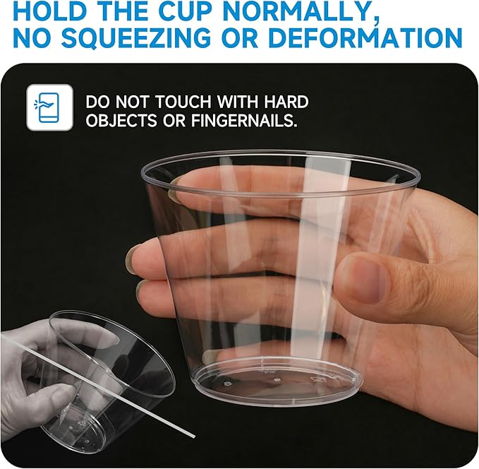 RACETOP 9 oz Clear Plastic Cups 100 packs, Disposable Plastic Party Cups Tumblers, Cocktail Cups, Perfect for Parties, Wedding and Events