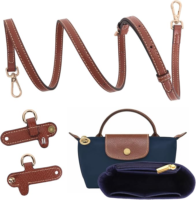 2Sets Shoulder Strap for Longchamp Bag Women, Purse Organizer, No-Punch Length Adjustable Leather Replacement Strap
