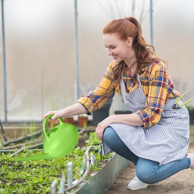 ZXJ Small Plastic Watering Can - 1/4 Gallon - for Home Plant Garden - Green