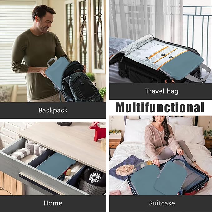 4 Set Compression Packing Cubes Travel - Travel Accessories Expandable Packing Organizers for Carry On - Essentials Luggage Bags - Dark Blue