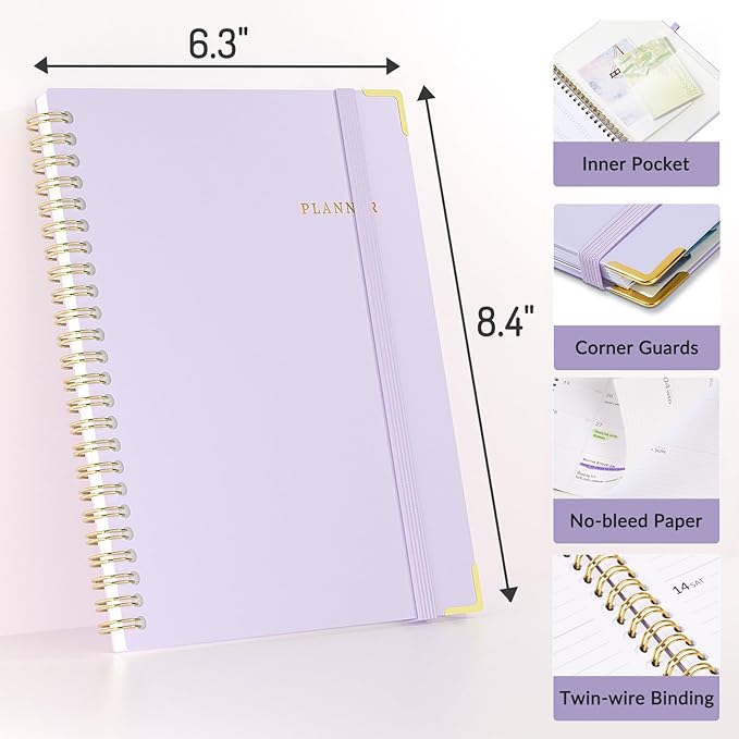 2026 Planner, Forvencer Calendar Planner Weekly and Monthly, Jan 2026-Dec 2026, 6" X 8", Hardcover Agenda Book, Daily Journal Organizer with Inner Pocket, Notebook for Office School, A5, Off-white