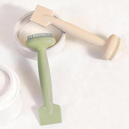 2 Pack Silicone Face Scrubber,2 in 1 Facial Cleansing Brush & Face Mask Applicator, Face Exfoliator Scrubber Waterproof Home Spa Facial Brush for Sensitive Skin (Sage Green and Off-White)