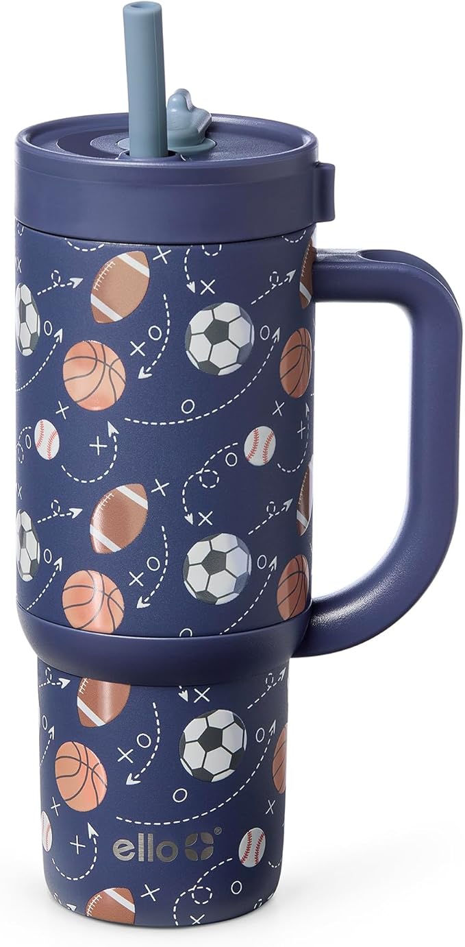 Ello Oasis 18oz Stainless Steel Kids Tumbler with Handle & Retracting Straw, 100% Leakproof, Double-Wall Vacuum Insulated, Kids Water Bottle for School, BPA Free, Dishwasher Safe, Goal Getter