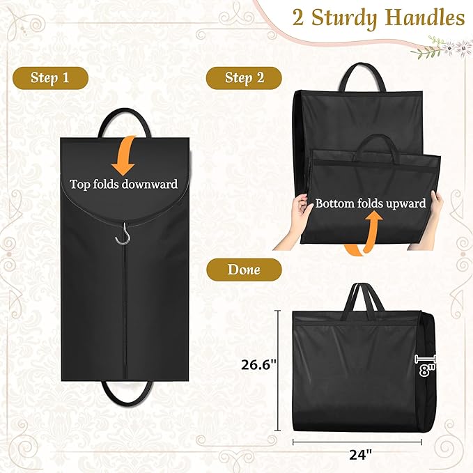 KEETDY 65" Wedding Dress Garment Bag for Travel with 4" Gusseted Long Hanging Dress Bags for Gowns for Women Garment Cover Clothes Storage for Closet, Black