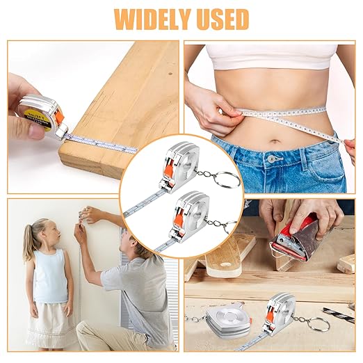 3ft Small Tape Measure Keychain, Portable and Retractable Mini Tape Measure with Slide Lock Mechanism for Daily Use Gadgets or Kids Construction Party Favors Gifting Prize Bag Fillers (120)