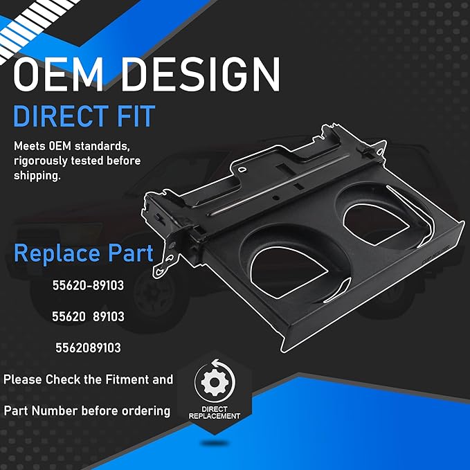 Instrument Panel Center Cup Holder Compatible with 1989-1995 Toyota 4runner Hilux Pickup Dash Mounted Dual Pull Out Replaces 55620-89103 55620 89103 5562089103