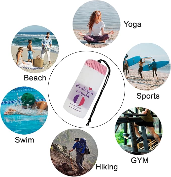 Exclusive Microfiber Quick Dry Beach Towel, Oversized Lightweight Sand-Free Pool Towel for Swimming Camping Travel with Bag (Navy, 35x70 Inches)