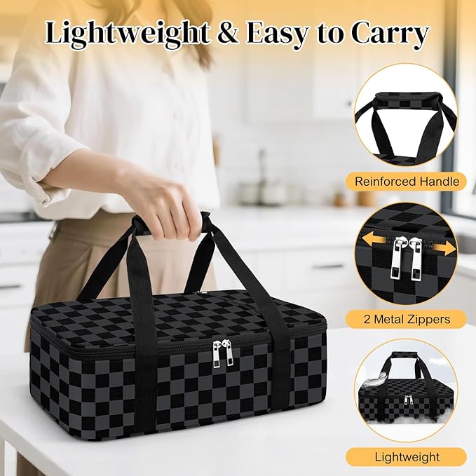 Coobiiya Insulated Casserole Carrier – Portable Tote for Hot or Cold Food, Warmer & Cooler Bag Lunch Bag, Fits 9" x 13" Baking Dish, Ideal for Potluck Parties