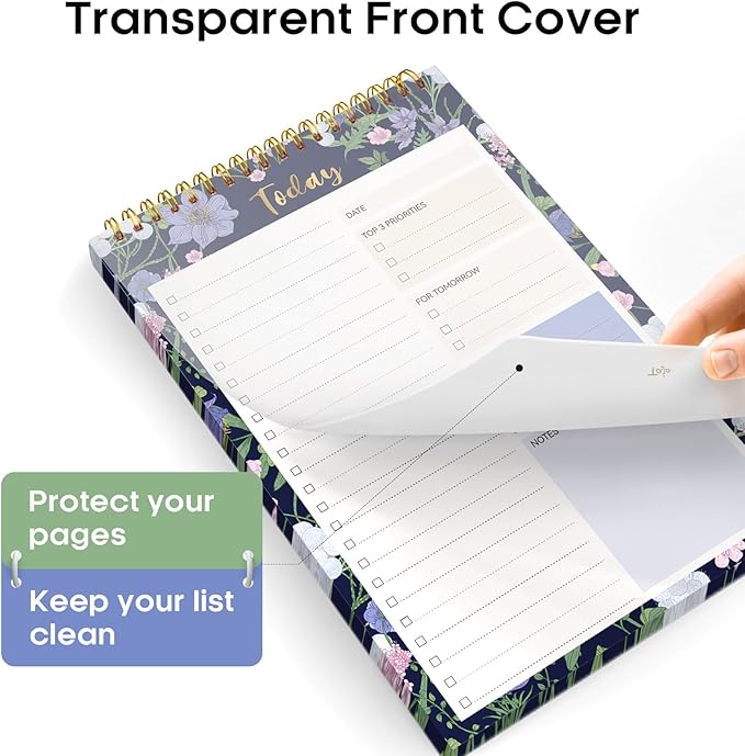 Taja To Do List Notepad - To Do List Notebook for Work with 52 Sheets, 9.8" x 6.5", Undated Daily Planner Perfect for Daily Tasks and Goal Setting, Notepad Suitable for Office, Home & School - Blue Meadow
