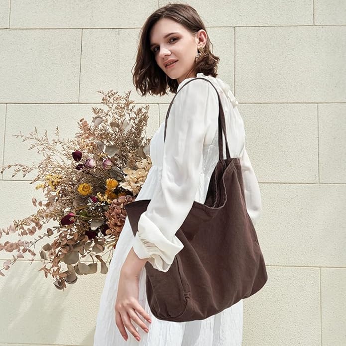 Canvas Tote Bag for Women Large Hobo Shoulder Bag for Work Travel Casual Message Bag Tote Purse handbags