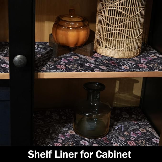 16IN x 10FT Butterfly Shelf and Drawer Liner for Kitchen Cabinets, Non-Adhesive and Strong Non-Slip Floral Shelf Cabinet Drawer Liners for Kitchen, Waterproof Cupboard Liners,Easy to Clean