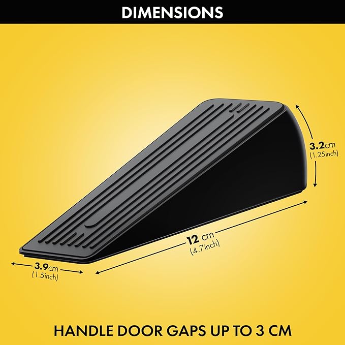 Premium Black Zinc Alloy Heavy Duty Door Stopper Wedge, 1.2" Door Clearance, Anti-Skid, Heavy Duty Door Stoppers for Bottom of Door with Superior Grip for All Floor Types, Weighted Door Stop, 2 Pack
