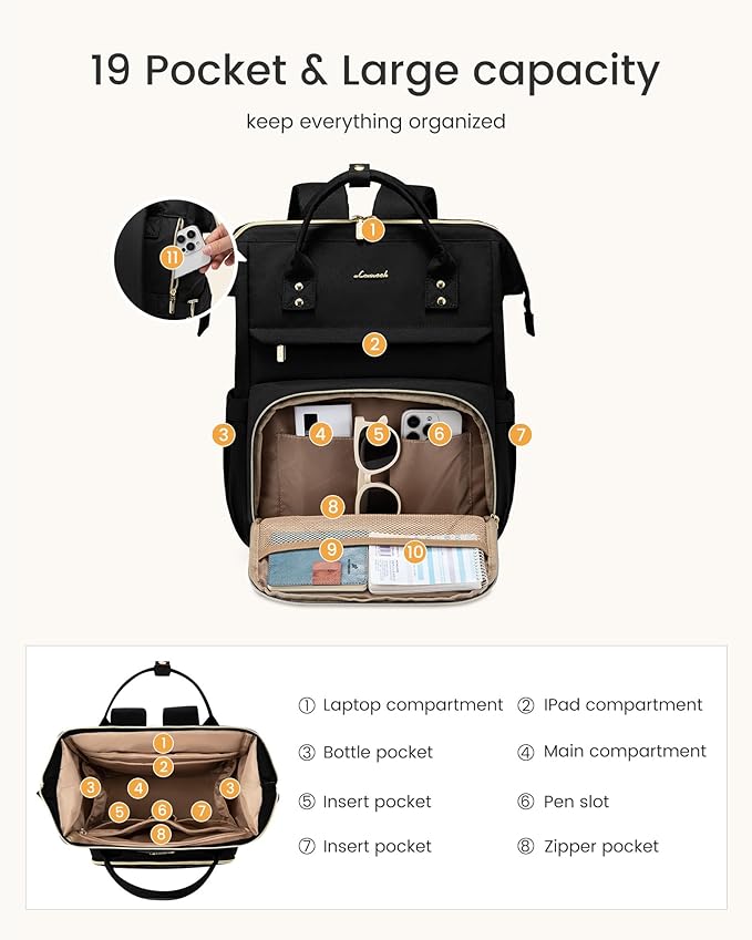 LOVEVOOK Laptop Backpack for Women with Giant Tumbler Holder Pocket,15.6 inch Waterproof Travel Backpack Purse Computer Laptop Bag,Professional Work College Nurse Teacher Backpack Daypack,Dark Blue