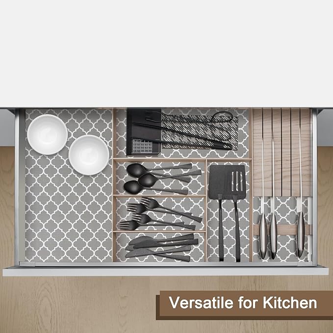 OcePor Non-Adhesive Drawer and Shelf Liner 17.5IN x 30FT，Non Slip Cabinet and Cupboard Liner, Kitchen Cabinet Liners for Shelves, Waterproof Drawer Shelf Liners for Cabinets/Bathroom Cupboard