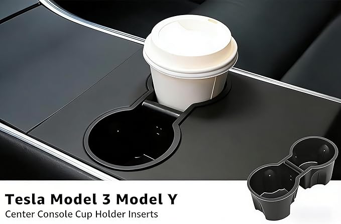 Motrobe Tesla Model Y Tesla Model 3 Center Console Cup Holder Inserts [Seamless Fit for Console] 2017-2020 Model 3 Model Y NOT FIT 2021 Model 3
