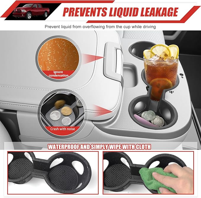 Jump Seat Cup Holder Coaster Fit for Dodge Ram 1500/2500/3500/4500/5500 2013-2018 &2019-2025 Classic Model Cup Holder Mat Pad Inserts Interior CupHolder Liner for Dodge Ram(for Ram Jump Seat)
