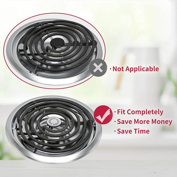 MP22YA Electric Stove Burner Element Replacement Set & W10290350 W10290353 4 Pack Silver Drip Pans - Perfectly Fit Whirlpool Electric Range Stove Top