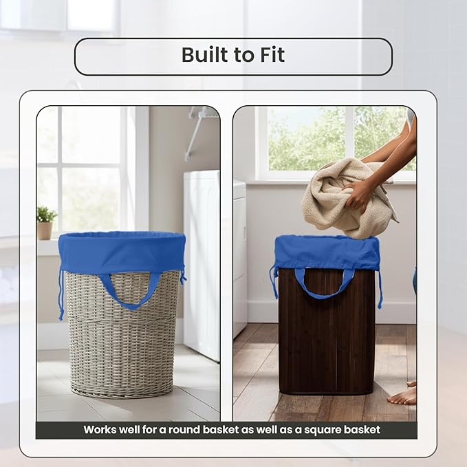 LFH Home Large Premium Cotton Canvas Laundry Bag with Drawstring and Handles Heavy Duty, Multi-Use, and Washable for Home, Travel, College or Storage 24x36 (Pack of 4)-Sky Blue