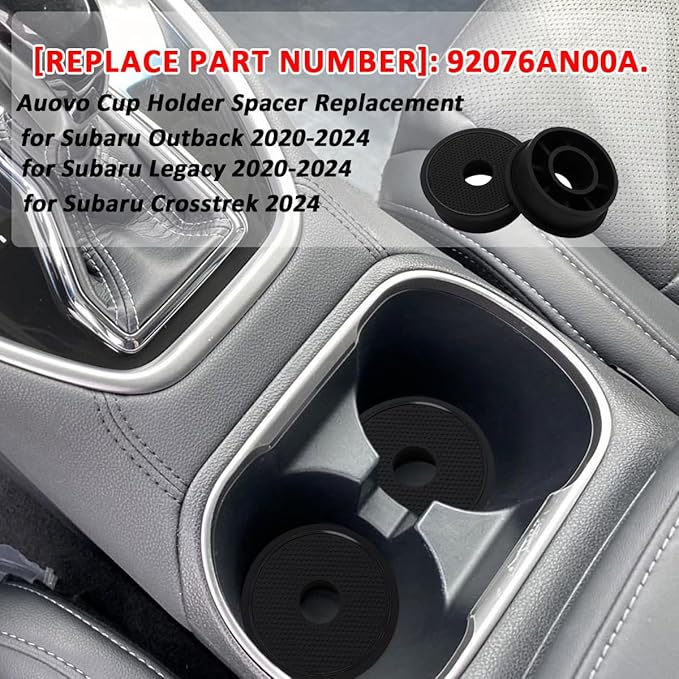 Auovo Cup Holder Spacer Replacement Fit for Subaru Outback Legacy Accessories 2020-2025 Silicone Cup Riser Cup Holder Insert Spacers for Telluride Kicks Crosstrek Accord Trax RAV4 (2pcs, Black Trim)