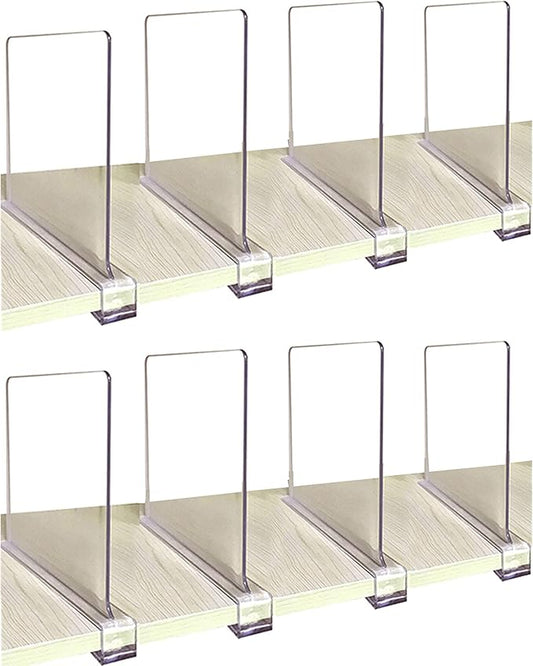 CY craft Shelf Dividers for Closets, 8PCS Clear Acrylic Shelf Divider for Wood Shelves and Clothes Organizer/Purses Separators Perfect for Kitchen Cabinets and Bedroom Organizer