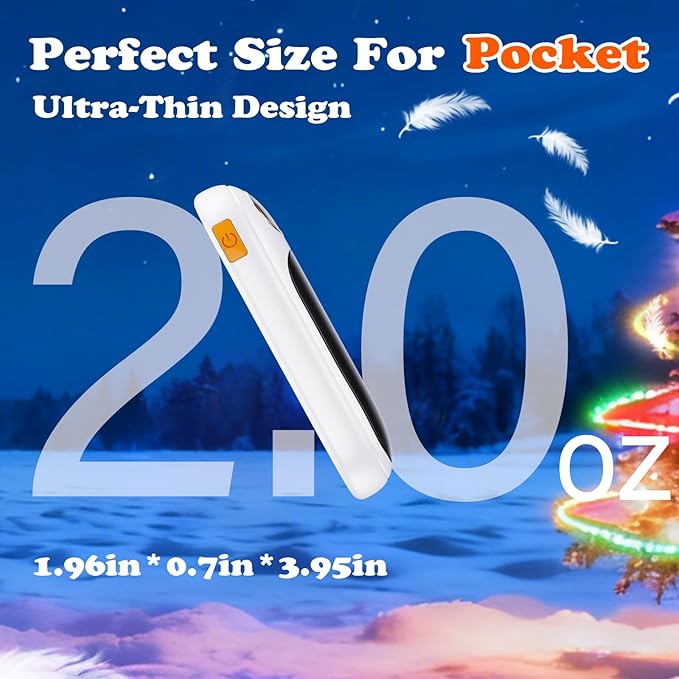 Rechargeable Hand Warmer 2 Pack, LED Display & 4 Levels, Ultrathin Electric Hand Warmers Portable USB Pocket Heater Fits Gloves for Hunting Essentials, Camping, Raynauds, Gifts for Christmas