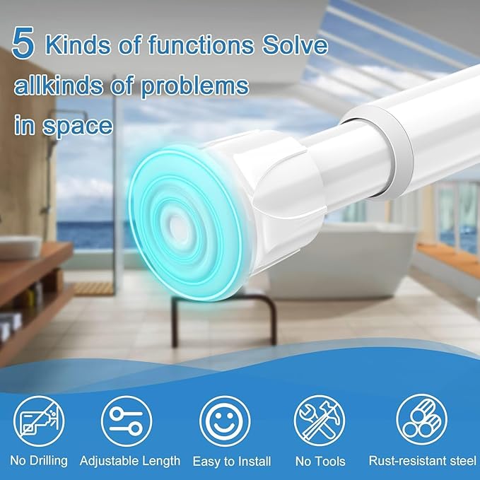 AIZESI Spring Tension Curtain Rods Short Tension Rod (White,8" to 12"-2Pcs)