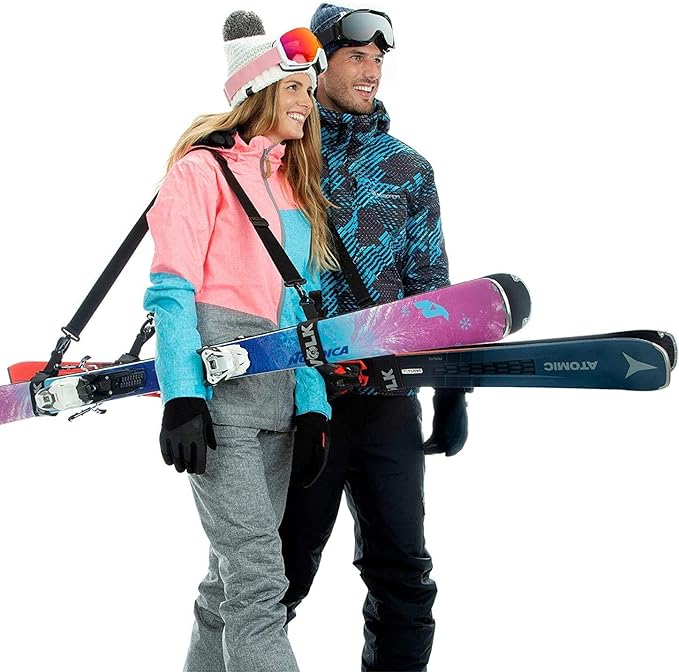 Volk Ski Strap and Pole Carrier - 2 Sets per Pack - Skiing Accessory for Easy Transportation of Your Ski Gear - Feel Comfortable Walking to and From the Mountain - Adjustable Size