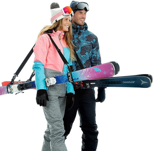 Volk Ski Strap and Pole Carrier - 2 Sets per Pack - Skiing Accessory for Easy Transportation of Your Ski Gear - Feel Comfortable Walking to and From the Mountain - Adjustable Size