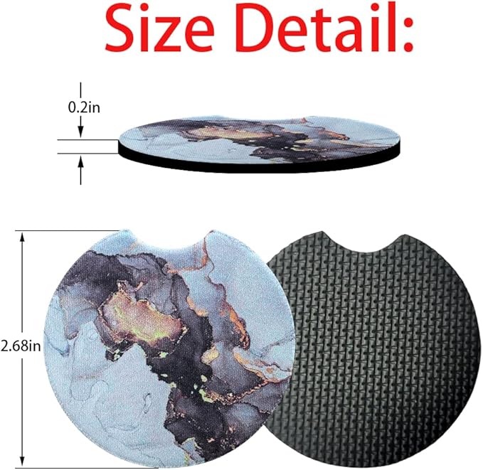 Moly Magnolia 2 Pack Car Coasters for Drinks Absorbent - 2.75 Inch Cute Coasters for Women, Removable Cup Holder Coaster for Women Girls, Car Interior Accessories (Style L)