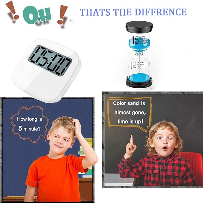 15 Minute Sand Hourglass Timer: Plastic Sand Clock 15 Min, Hour Glass Colorful Sandglass Timer for Kids, Games, Classroom, Kitchen, Decoration