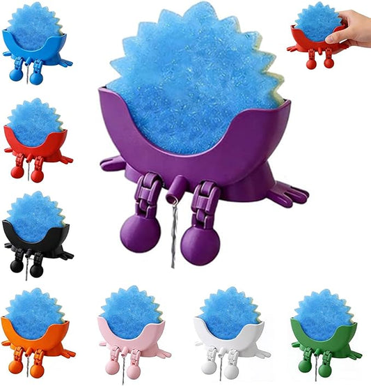 Cute Hanging Sponge Holder with Drainage, Peeing Scrub Sponge Holder, Sponge Holder for Kitchen Sink, Funny Sponge Stand for Kitchen Sink, 3D Printing Countertop Sponge Holders (Purple)