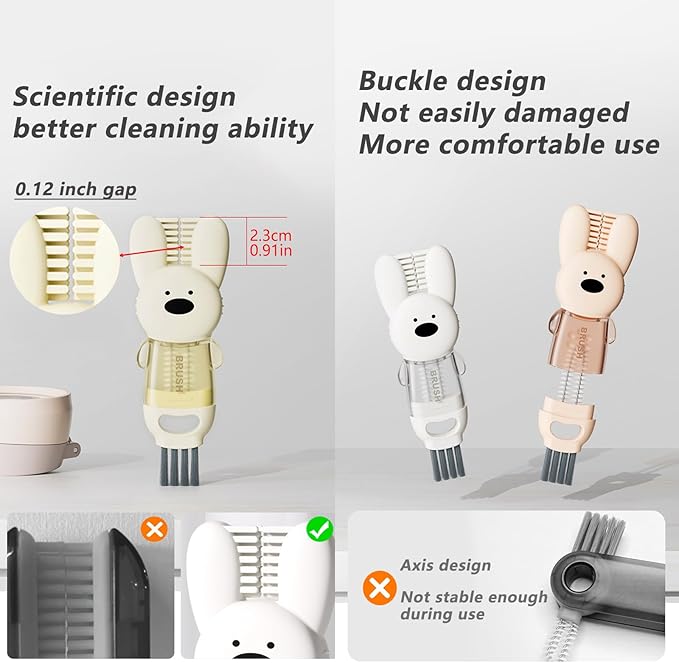 3 PCS 4 in 1 Cup lid Cleaning Brush, Cup Cleaner Brush，Multifunctional Bottle Brush, Crevice Cleaning Brush, Kitchen Crevice Cleaning
