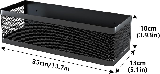 1 Magnetic Spice Rack For Refrigerator Hanging Shelf Wall Mount Kitchen Gadgets Shelves Magnet Organization (Black, 13.8''L*5.1''W*3.9''H)