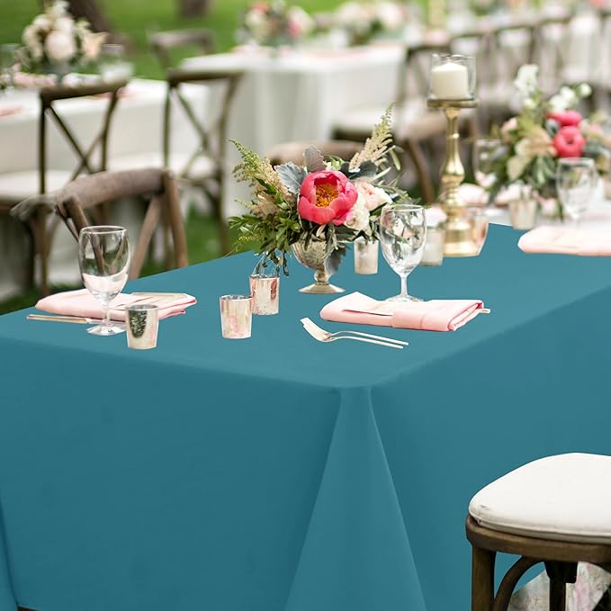 sancua Teal Tablecloths for 8 Foot Rectangle Tables, 8 Pack - Washable Polyester Fabric Table Cloth for Wedding Party, Birthday, Banquet Reception, 60x120 Inch