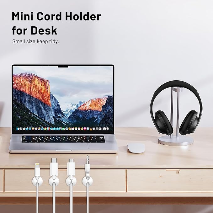 18 Pack Mini Cable Clips, Znben Cord Organizer Holder Adhesive Cord Management Charger Wire Holder Clips for Desk, Home, Office, Car, Cubicle, Nightstand White
