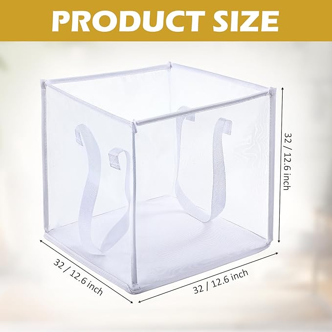 Zopeal 6 Pack Popup Laundry Hamper 13 Inch Collapsible Laundry Baskets with Handles Mesh Clothes Baskets Portable Single Layer Foldable Clothes Hamper Square Bin for Washing, Toy Storage(White)